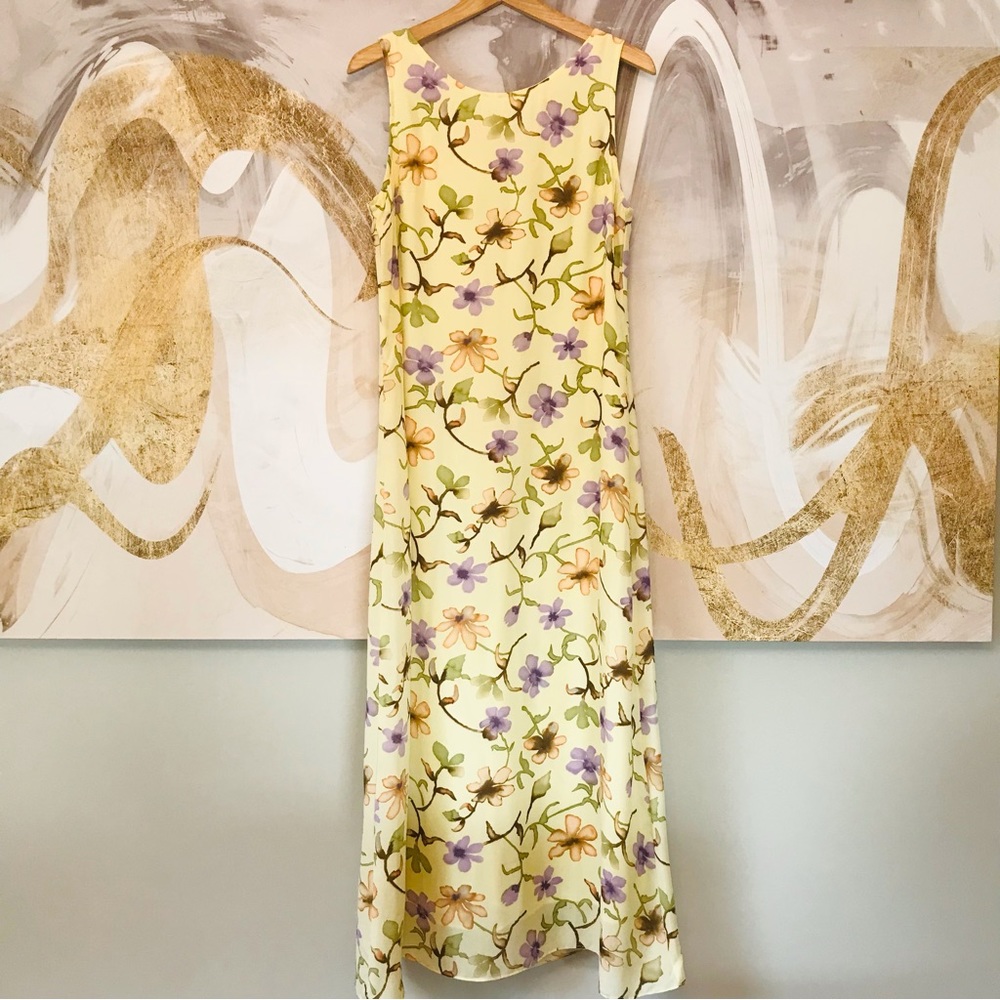 VINTAGE STUDIO | 90’s Maxi Dress in Yellow & Purple Size 10